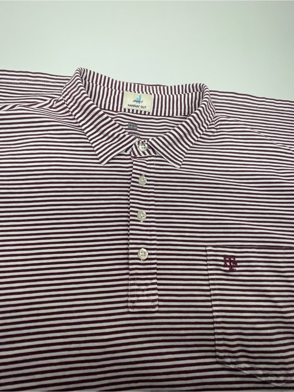 johnnie-O Hangin' Out Texas A&M Aggies Striped Golf Polo Shirt Men's XXL